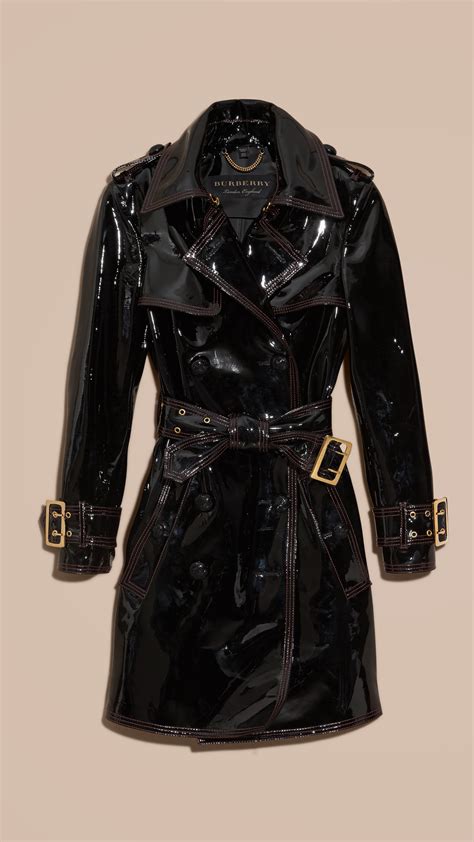 patent leather trench coat burberry|burberry trench coat collar strap.